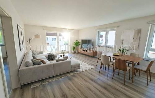 Wohnzimmer - Gut geschnittene u. energieeffiziente (A+) 3 Zimmer ETW mit Südbalkon