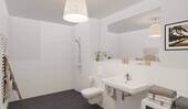 Modern gefliestes Badezimmer mit bodengleicher Dus - 3 Zimmer Etagenwohnung in Aachen