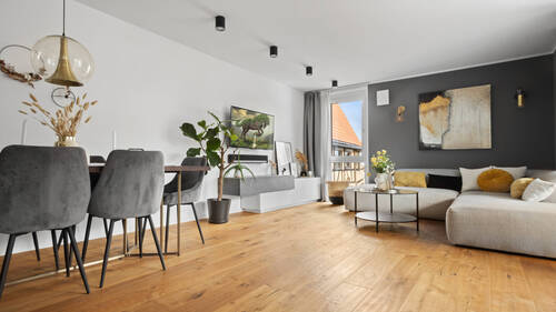 Wohnzimmer - PROVISIONSFREI: Moderne 3,5-Zi-WHG mit hochwertiger Ausstattung, Balkon & TG-Stellplatz