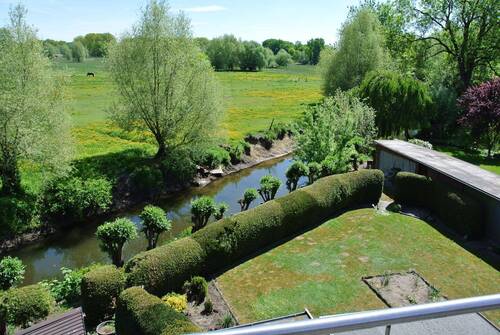 Blick von der Terrasse - Zweifamilienhaus mit Blick in die Okerauen vom beliebten Veltenhof