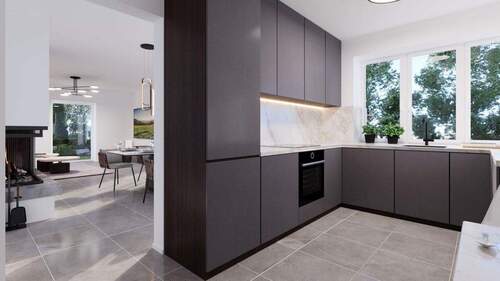 z.B. Küche Wohnraum mit Kamin - 