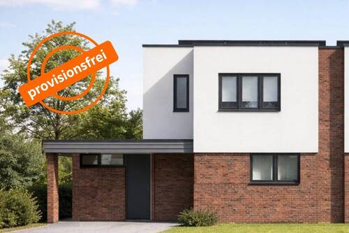 Ansicht - Nord - Straßenansicht - Planungssicher ins neue Eigenheim! Neubau-Doppelhaushälfte als Effizienzhaus 40 in Dinklage