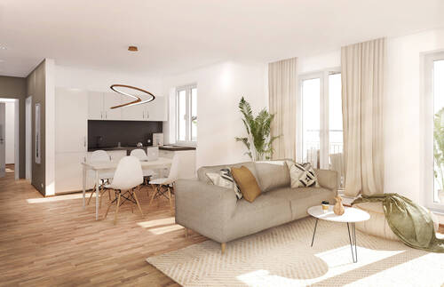Visualisierung Wohnbereich - WUNSCHLOS GLÜCKLICH moderne 4-Raum-Wohnung mit exklusiver Ausstattung Terrasse & barrierefrei