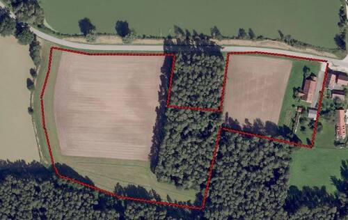 Rot umrandet sind die 3,5 ha - 