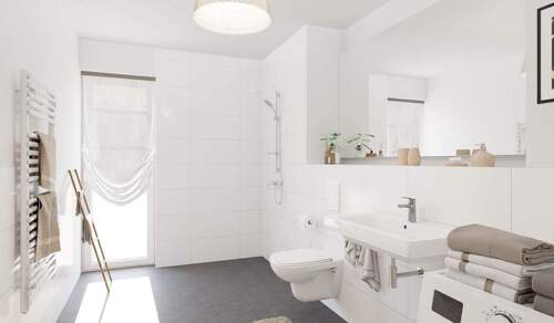 Modernes Tageslichtbad mit bodengleicher Dusche - 3 Zimmer Etagenwohnung in Aachen