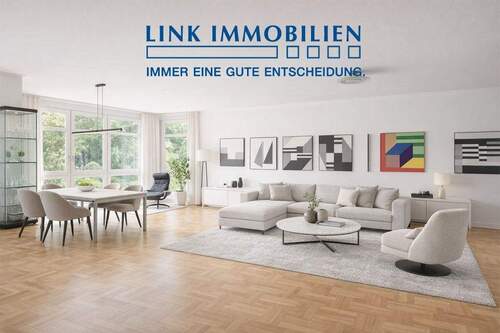 60m_ Wohnzimmer (Einrichtungsbeispiel KI generiert) - Außergewöhnliche 3-ZW in hervorragender, ruhiger Lage mit Aufzug und 2 TG-Garagen (optional)