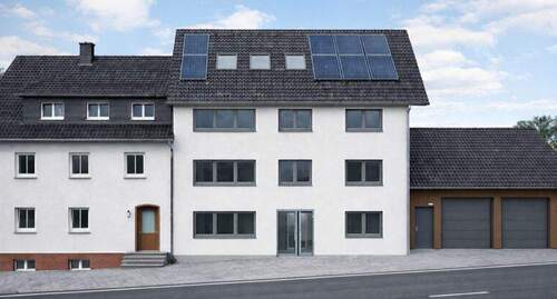 Illustration Hausfront - TOP ANGEBOT & NATUR pur - Moderne, schlüsselfertige 3Z-EG-Whg mit 90m² mit Küche und Gemein.-Garten