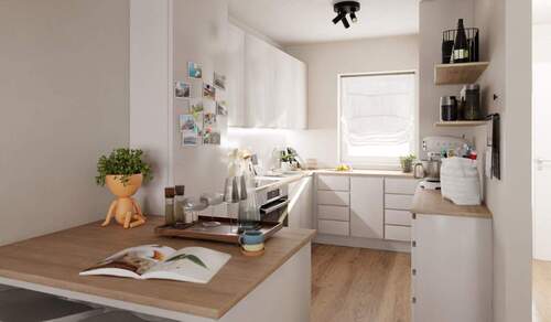 Die offene Wohnküche lädt zum gemeinsamen Kochen e - Familienfreundliches Reihenendhaus mit Südterrasse und Garage