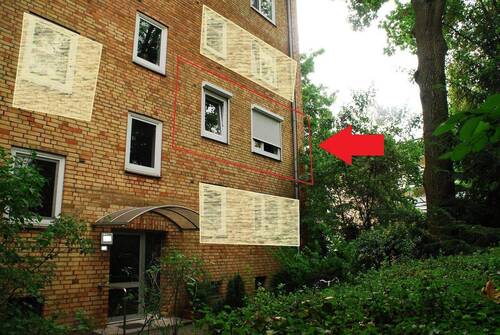 Blick von Norden, Hauseingang - 3 Zimmer Etagenwohnung in Hamburg