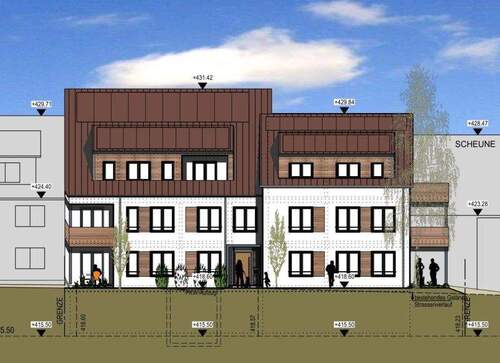 Ansichten Neubau Süden - Baugrundstück Abrissobjekt mit Baugenehmigung für 797 m² Wfl. - Konstanz-Dingelsdorf