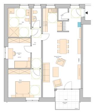 Grundriss Wohnung 7 - Neubau! Obergeschoss-Wohnung mit Loggia, Tiefgarage und Aufzug in Rhade_A2527