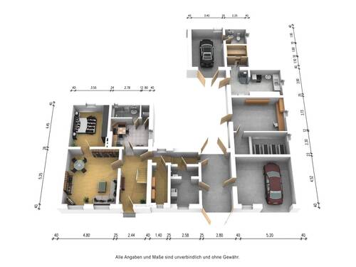 Grundriss 3D Erdgeschoss - 75 km von Dresden im Lausitzer Seenland, Wohnen im Grünen und viel Platz auf dem Grundstück