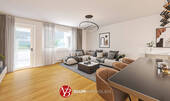 Visualisierung Wohnzimmer Zibber - 2-Zi.-Wohnung im Hochparterre mit Loggia & Garage in Büderich fußläufig zur U76 und Dorfstraße