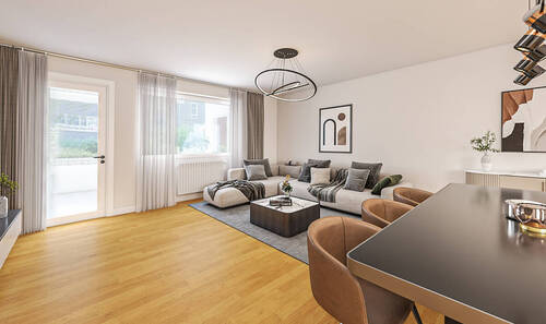 Visualisierung Wohn- und Esszimmer - 2 Zimmer Etagenwohnung zum Kaufen in Meerbusch / Büderich