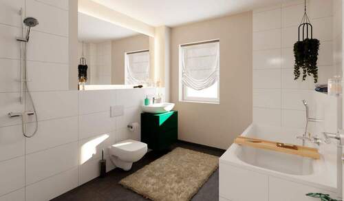 Tageslichtbad mit Badewanne - 