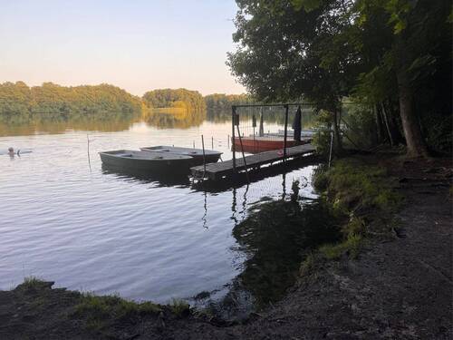 Abend am See mit Bootssteg.jpg - Wochenendbungalow als Zweitwohnsitz auf Eigentumsland am Bötzsee!