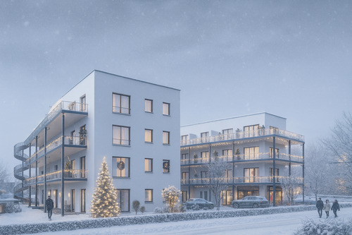 Winter Sanderhof.png - 2 Zimmer Neubau ETW im 1.OG in der Sanderau! Sanderhof. Würzburg. Anders Wohnen.