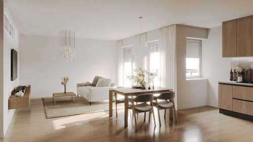 Innenvisualisierung Wohnen/Essen/Kochen - 3 Zimmer Etagenwohnung in Berlin