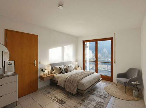 Schönes Schlafzimmer mit Balkonzugang - Etagenwohnung mit 54,00 m&sup2; in Leonberg zum Kaufen