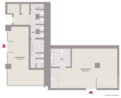 Grudriss Ladenfläche 1 + 2 - 