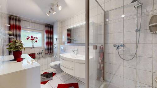Badezimmer mit Wanne und Dusche - Etagenwohnung mit 54,00 m&sup2; in Hamm zum Kaufen