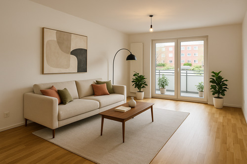 Wohnzimmer ( Staged ) - Etagenwohnung mit 73,00 m&sup2; in Köln zum Kaufen