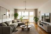 Wohnzimmer (visualisiert) (2) - Attraktive 3-Zimmer Wohnung in zentraler Lage mit Balkon