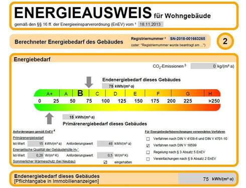 Energieausweis Klasse B - 1 Zimmer Etagenwohnung in Dresden