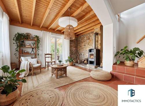 Wohnzimmer OG Haus 1mit Kamin - (KI generiert) - Einfamilienhaus mit 207,00 m&sup2; in Hochstätten zum Kaufen