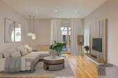 Wohnzimmer - Großzügige 5-Zimmer-Wohnung mit Wintergarten & privatem Innenhof in Oberbilk