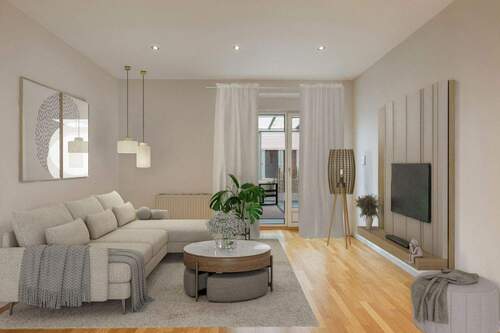 Wohnzimmer - Großzügige 5-Zimmer-Wohnung mit Wintergarten & privatem Innenhof in Oberbilk