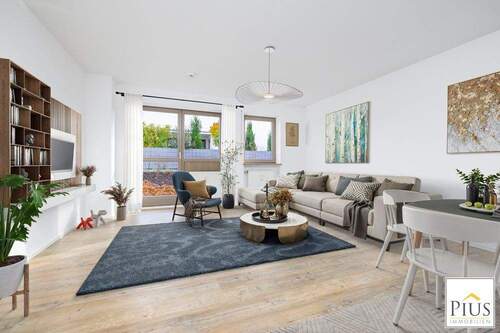 Beispielmöblierung - *PROVISIONS- UND BEZUGSFREI* Attraktive 1-Zi.-Whg. mit Terrasse, inkl. Küche + Stellplatz