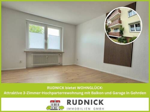 Bild 1 - RUDNICK bietet WOHNGLÜCK: Attraktive 3-Zimmer-Hochparterrewohnung mit Balkon und Garage in Gehrden