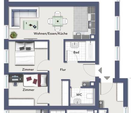 Wohnung7.möbliert.ohne.Maße - 3 Zimmer Etagenwohnung in Bad Liebenzell