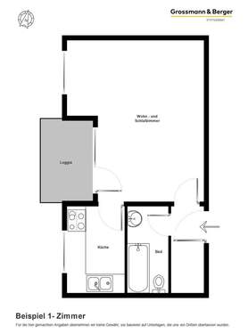 Beispiel 1-Zimmer-Wohnung - 
