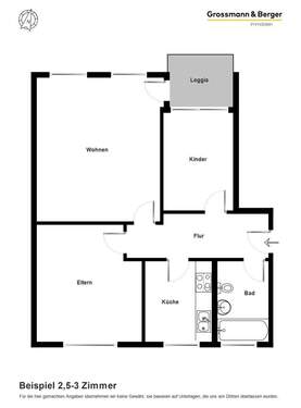Beispiel 2,5-3-Zimmer-Wohnung - 