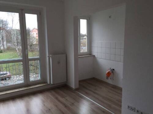 Wohnzimmer mit offener Küche - gemütliche moderne 2-Raum Wohnung in Zentrumsnähe