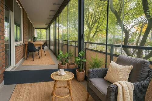 Terrasse vorne - Charmante sanierte 3-Zimmer-Wohnung Möbliert 2x Terrassen + Wintergarten