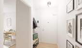 Der Flur bietet Platz für Garderobe und Schuhe - 