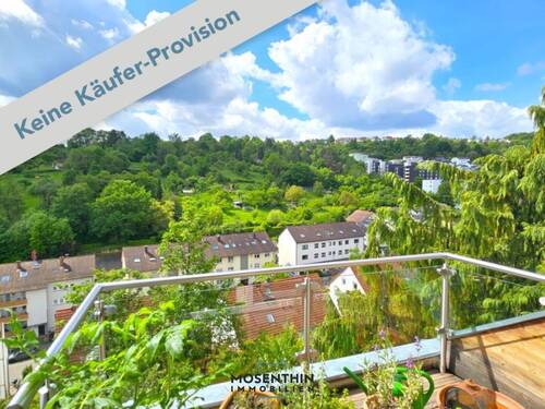 Panoramaaussicht - 3 Zi.-DG-Wohnung mit sonnigem Aussichtsbalkon, in ruhiger Halbhöhenlage von Stuttgart-Rohracker