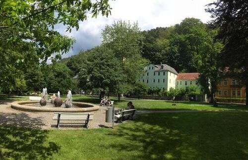 Bestandsgebäude und Parkanlage vor dem Objekt - Mehrfamilienhaus, Wohnhaus zum Kaufen in Bad Schandau - Osterzgebirge
