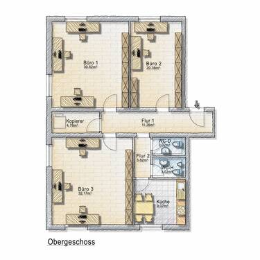 Grundriss - Top ausgestattetes Büro in repräsentativem Gebäude in Merching