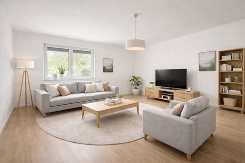 Einrichtungsbeispiel Wohnzimmer - Gemütliches kleines Haus nahe des Ludwig-Donau-Main-Kanals in Worzeldforf