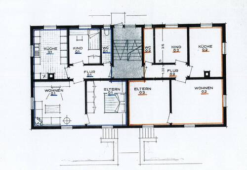 Offizielle Raumaufteilung gemäß Teilungserklärung und ursprünglicher Wohnflächenberechnung. Zwei getrennte 3 -Zimmer-Wohnungen mit je ca. 60 m² Wohnfläche - 