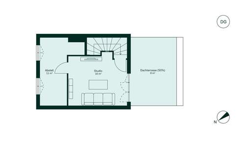 Ausgebautes Dachstudio mit angrenzender Dachterras - 