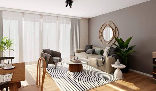 Im Wohnzimmer kommt Ihre Familie zusammen - Attraktive Wohnung mit zwei Bäder und Loggia