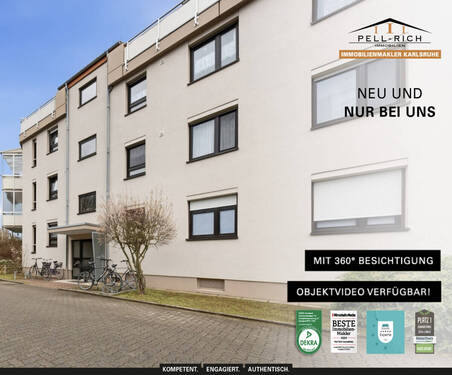 Neu&Nur bei Pell-Rich - Objekt 1017 - WOHNEN MIT PERSPEKTIVE: Gepflegte 3-Zimmer-Wohnung mit Balkon und TG-Stellplatz in Karlsruhe-Neureut