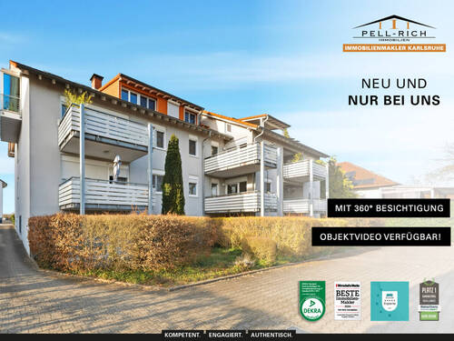 Neu&Nur bei Pell-Rich Objekt 1006 - NATUR PUR: Eigentumswohnung in Randlage von KA-Knielingen mit Balkon und Garage zu veräußern