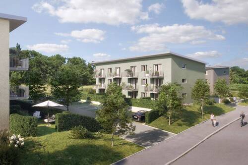 3726-01-GIS-e-01-Bird_View_R01_Fassadenfarben retuschiert - Neubauwohnungen - Erstbezug - 2 bis 4 Zimmer von ca. 49-80 qm in 79211 Denzlingen