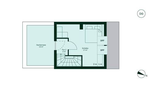 Großzügiges Schlafzimmer mit angrenzender Dachterr - 